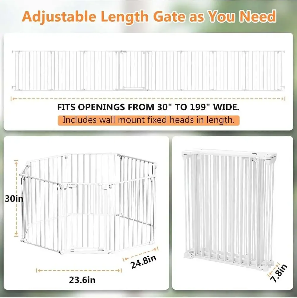 Mumeasy 8-Panel 199-Inch Extra Wide 3-in-1 Baby Gate and Play Yard
